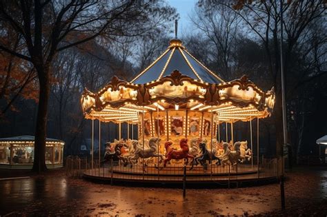 Premium Ai Image A Carousel At Night With The Lights On