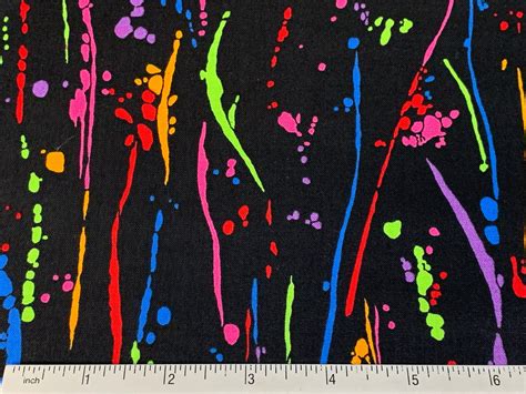 Paint Splatter Print Fabric By The Yard Assorted Bright Etsy