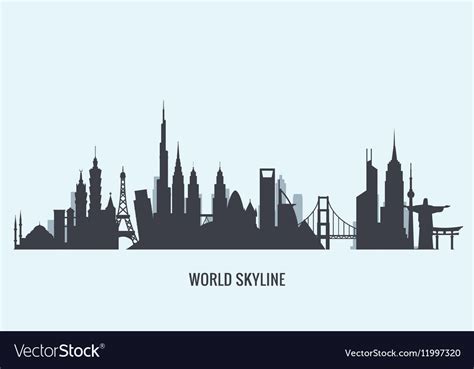 World skyline silhouette travel and tourism Vector Image