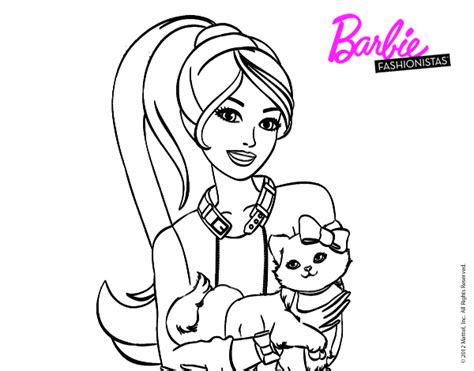 Dibujo De Barbie Con Su Linda Gatita Para Colorear Dibujos Net