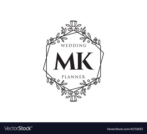 Mk Initials Letter Wedding Monogram Logos Vector Image