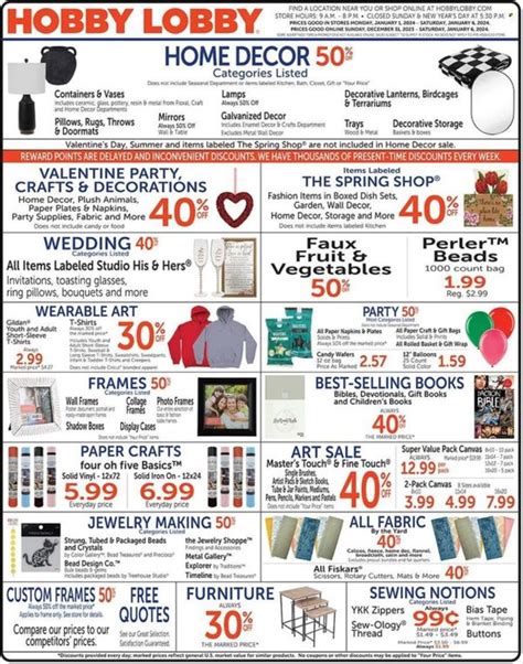 Hobby Lobby Weekly Ad Flyer Specials December To January