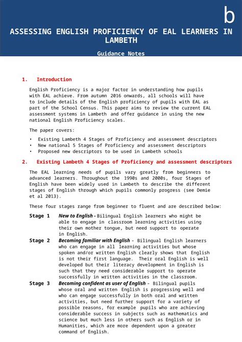 Docx Guidance Notes Web Viewb Assessing English Proficiency Of Eal