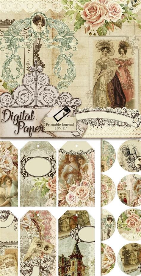 Printable Journal Junk Journal Kit Ephemera Pack Vintage Etsy