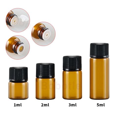 Pcs Mini Bottle Empty Glass Amber Essential Oil Bottle With Orifice