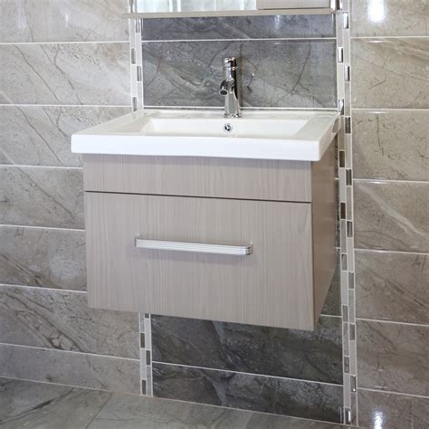 Grey Wall Mounted Cabinet & Basin w/Tap (ky3013a) - Right Price Tiles