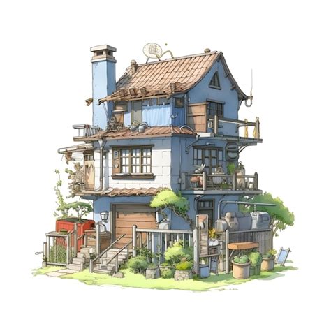 Japanese concept art house hand drawn cozy | Premium AI-generated image