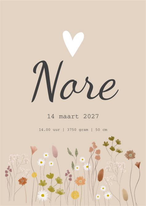 Poster Beige Droogbloemen Hartje