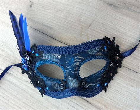 Navy Blue Masquerade Mask Wedding Ceremony Masks Mardi Gras Etsy