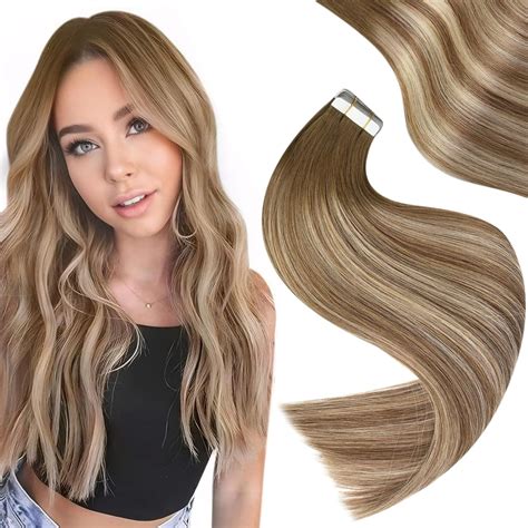 Easyouth Human Hair Extensions Tape In Real Hair Balayage Tape In Hair