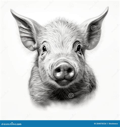 Realistic Pig Portrait Tattoo Drawing with High Contrast and 3d Effect Stock Illustration ...