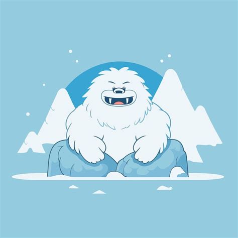 Ilustración vectorial de un oso polar sentado en una roca en la nieve