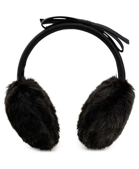 Kate Spade New York Womens Faux Fur Bow Trim Earmuffs Macys