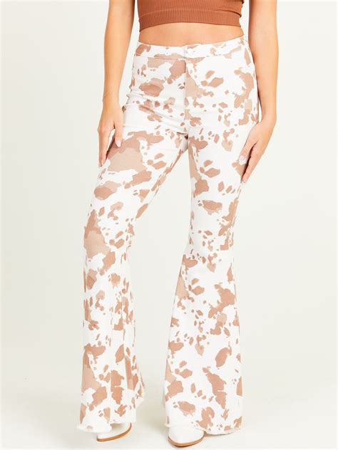 Cow Print Flare Jeans Altar D State