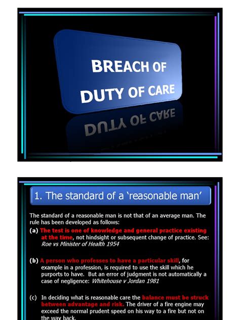 Lecture 9c Breach Of Duty Of Care 1 Negligence Civil Law Legal