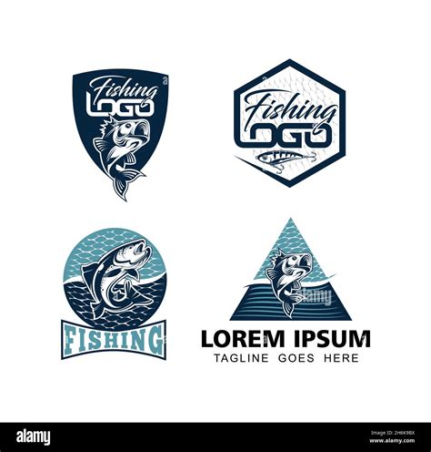 A Vector Illustration Set Of Fishing Tournament Emblem Template Vector