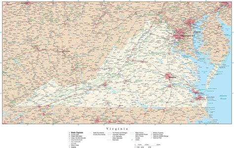 Detailed Map Of Virginia Cities And Towns