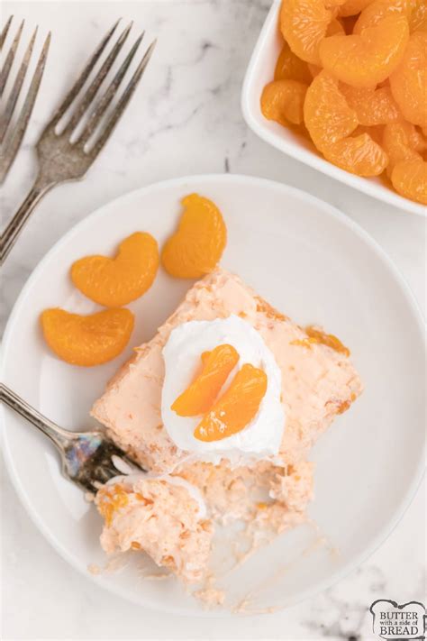 Orange Jello Salad Butter With A Side Of Bread