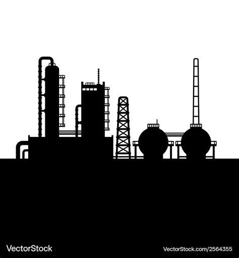 Oil refinery plant and chemical factory silhouette