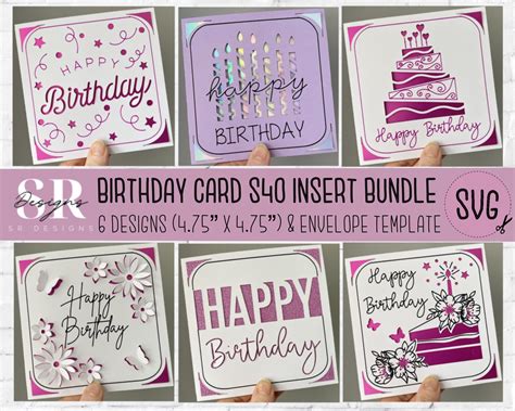 SVG: Birthday Insert Card Bundle. Cricut S40 Insert Card. - Etsy Australia