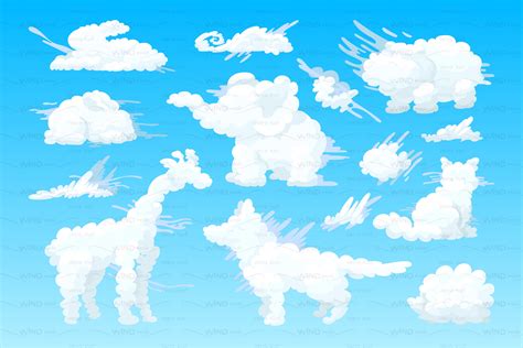 vector 3d animal shaped clouds | Graphic Patterns ~ Creative Market