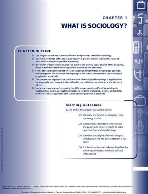 Australian Sociology A Changing Society Chapter 1 What Is Sociology