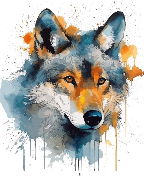 Wolf Head Watercolor For Print Premium Ai Generated Vector