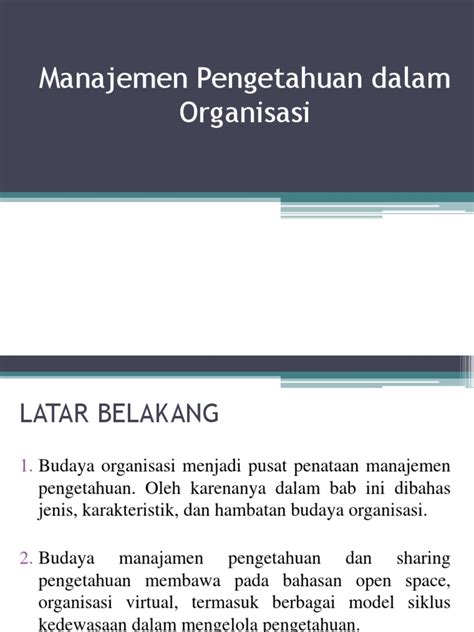 Manajemen Pengetahuan Dalam Organisasi Pdf