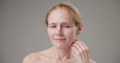 Real People Concept Of Age Beauty Health And Dry Skin Care Beautiful Mature Caucasian