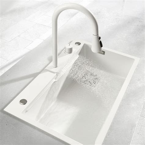 White Nano Stainless Steel Sink Water Power Generation Waterfall Rain