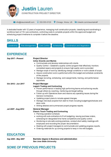 Construction Project Director Resume Example in 2025 - ResumeKraft