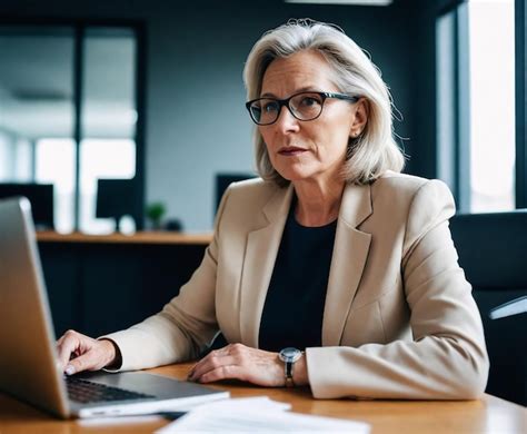 Premium Photo A Woman Sits At A Desk With A Laptop And A Monitor That