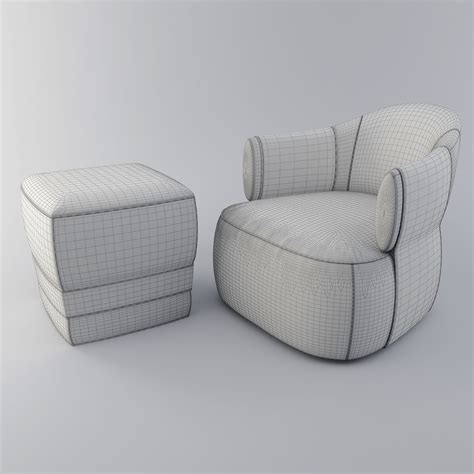 Trussardi Casa Larzia Chair With Pouf Ottomans D Model Max