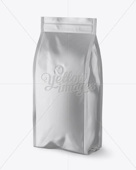 Matte Metallic Coffee Bag With Valve Mockup Halfside View Free