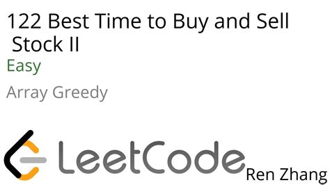 Leetcode 122 Best Time To Buy And Sell Stock II YouTube