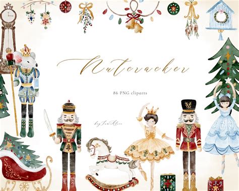 Nutcracker Clipart Watercolor Nutcracker Graphic Png Etsy