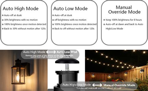 Oupavocs Outdoor Lights With Gfci Outlet Modes Motion Sensor Porch