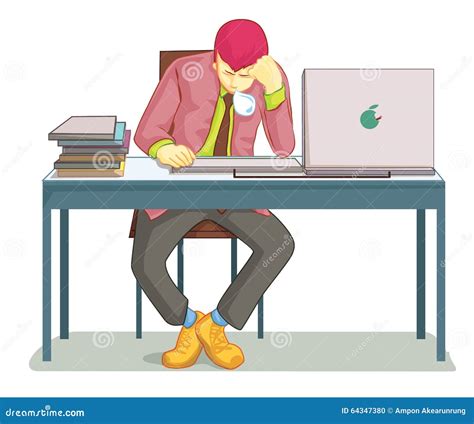 Businessman Sleeping On His Office Desk Stock Vector Illustration Of