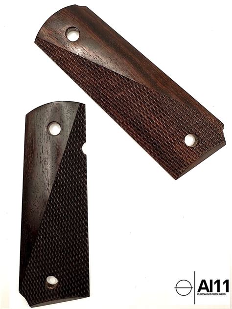 1911 Grips For Kimber Colt Clones Half Checkered Full Size Ambi Solid