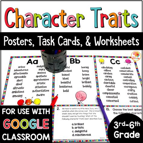 Character Traits Lists Task Cards And Printables Character Traits