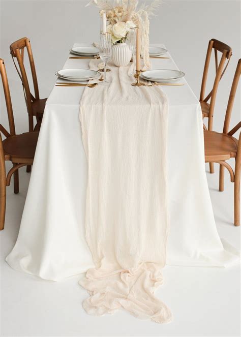 Ivory Gauze Table Runner Boho Wedding Table Decor Cheese Cloth Etsy