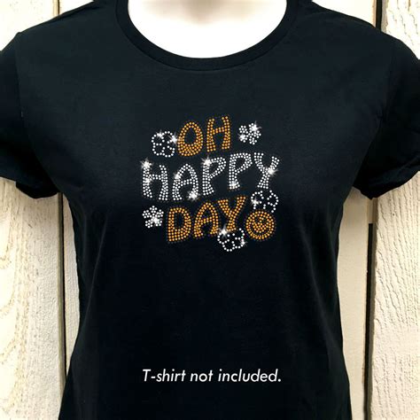 Oh Happy Day Groovy Iron On Rhinestone And Rhinestud T Shirt Transfer