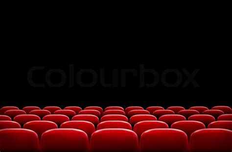 Rows of red cinema or theater seats in ... | Stock vector | Colourbox