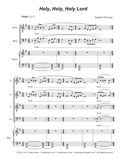 Holy Holy Holy Lord Tenor Solo With Satb By Stephen Decesare 4