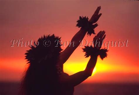 Silhouette of hula dancer at sunset. Maui, Hawaii Picture ...