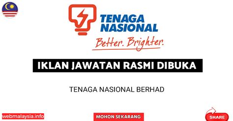 Jawatan Kosong Tenaga Nasional Berhad TNB Tahun 2022 L Permohonan