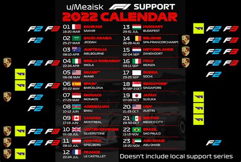 [OC] Formula 1 support calendar 2022 : r/formula1