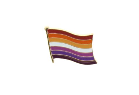 Lesbian Pride Wavy Flag Metal Pin Badge