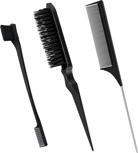 Sularpek 3 Pcs Slick Brush Set Plastic Bristle Hair Brush Teasing Comb Edge Hair Brush Teasing