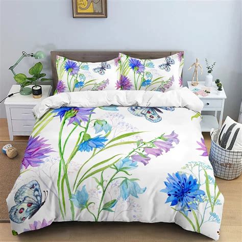 Butterfly Bedding Set 3d Flower Duvet Cover Quilt Cover With Zipper